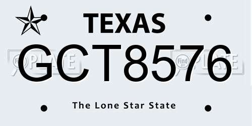 GCT8576 Texas License Plate