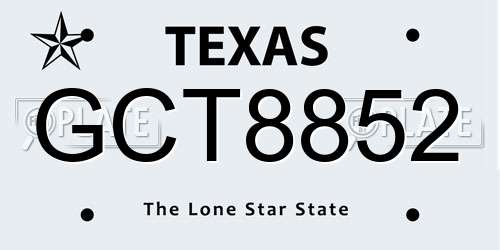 GCT8852 Texas License Plate