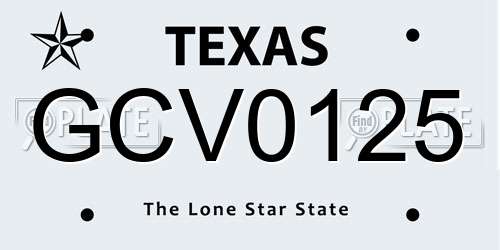 GCV0125 Texas License Plate