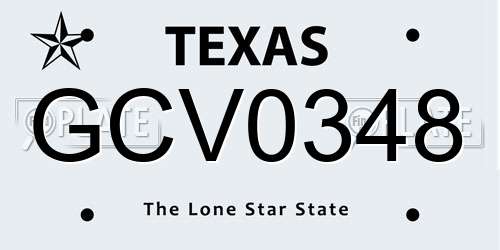 GCV0348 Texas License Plate