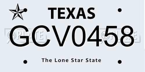 GCV0458 Texas License Plate
