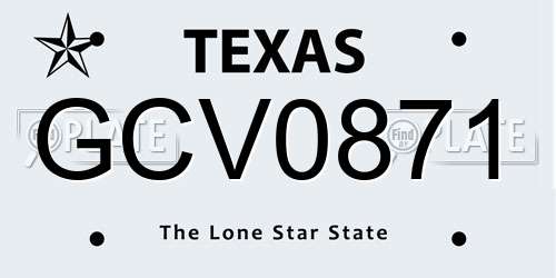 GCV0871 Texas License Plate