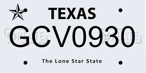 GCV0930 Texas License Plate