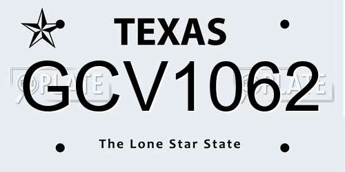 GCV1062 Texas License Plate