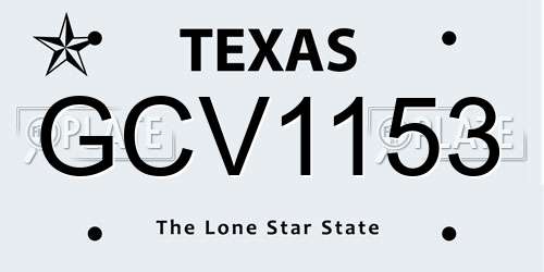 GCV1153 Texas License Plate