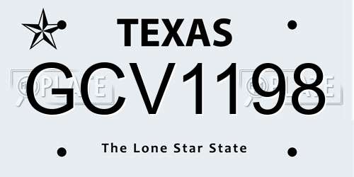 GCV1198 Texas License Plate