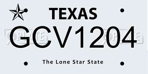 GCV1204 Texas License Plate