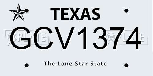 GCV1374 Texas License Plate