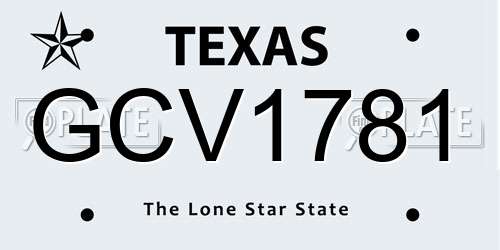 GCV1781 Texas License Plate