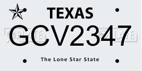GCV2347 Texas License Plate