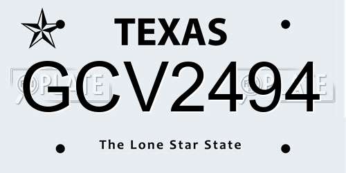 GCV2494 Texas License Plate
