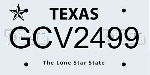 GCV2499 Texas License Plate