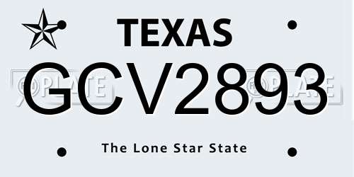 GCV2893 Texas License Plate