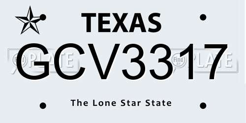 GCV3317 Texas License Plate