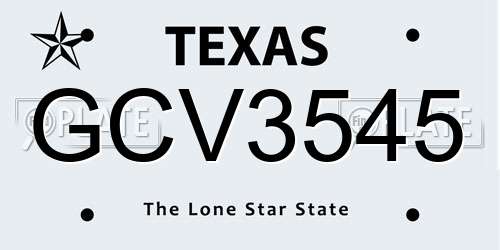 GCV3545 Texas License Plate