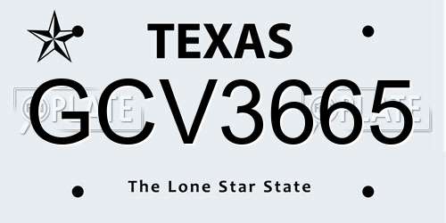 GCV3665 Texas License Plate