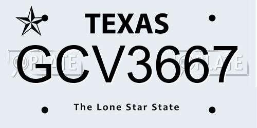 GCV3667 Texas License Plate