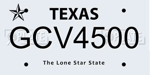 GCV4500 Texas License Plate