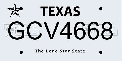 GCV4668 Texas License Plate
