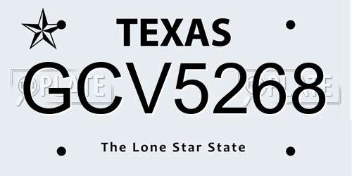 GCV5268 Texas License Plate