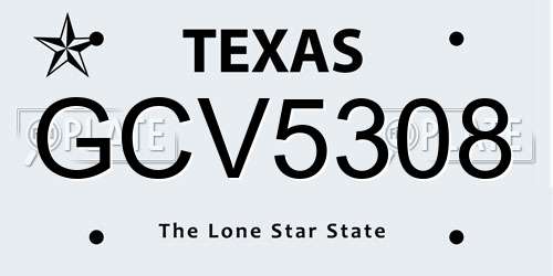 GCV5308 Texas License Plate