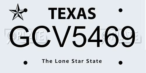 GCV5469 Texas License Plate