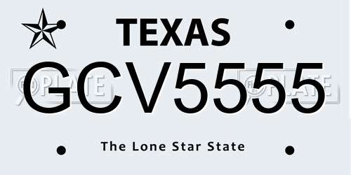 GCV5555 Texas License Plate