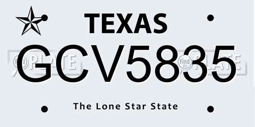 GCV5835 Texas License Plate