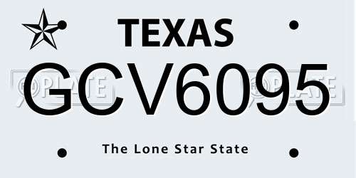 GCV6095 Texas License Plate