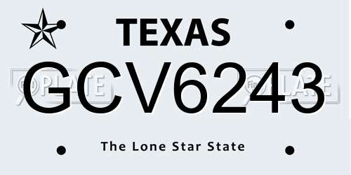 GCV6243 Texas License Plate