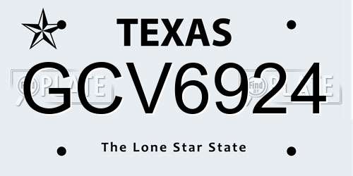 GCV6924 Texas License Plate