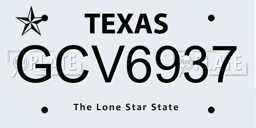 GCV6937 Texas License Plate