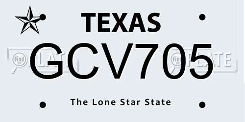 GCV705 Texas License Plate