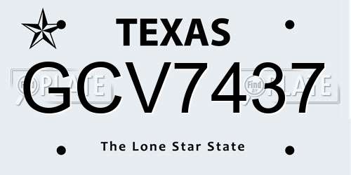 GCV7437 Texas License Plate
