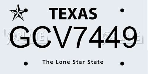 GCV7449 Texas License Plate