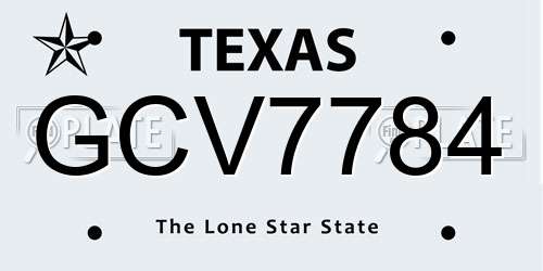GCV7784 Texas License Plate