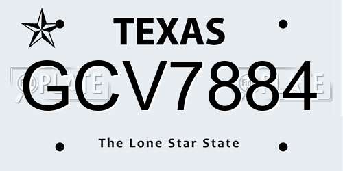 GCV7884 Texas License Plate