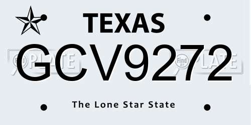 GCV9272 Texas License Plate