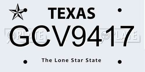 GCV9417 Texas License Plate