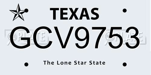 GCV9753 Texas License Plate