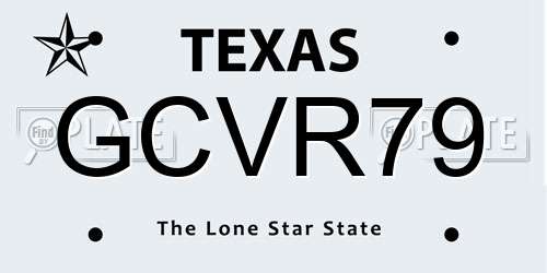 GCVR79 Texas License Plate