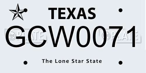 GCW0071 Texas License Plate