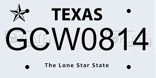GCW0814 Texas License Plate