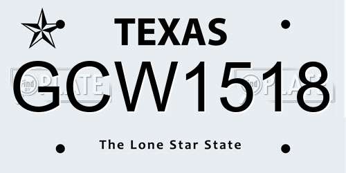 GCW1518 Texas License Plate