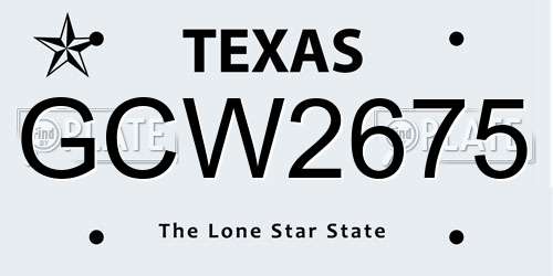 GCW2675 Texas License Plate
