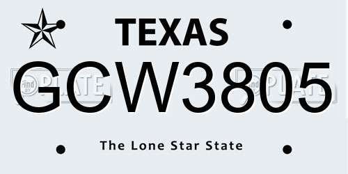 GCW3805 Texas License Plate