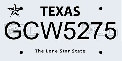 GCW5275 Texas License Plate