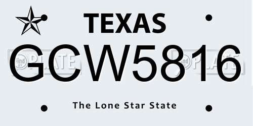 GCW5816 Texas License Plate