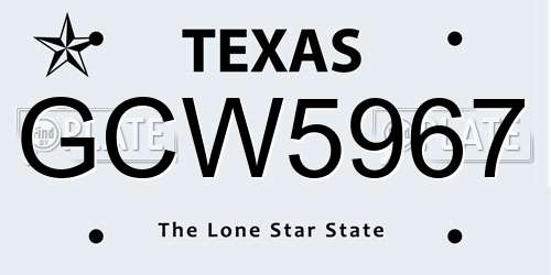 GCW5967 Texas License Plate