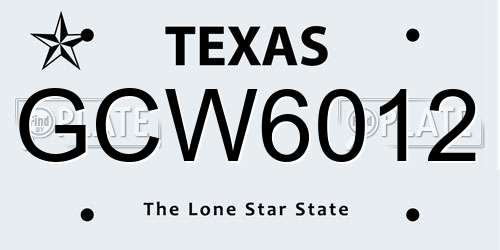 GCW6012 Texas License Plate